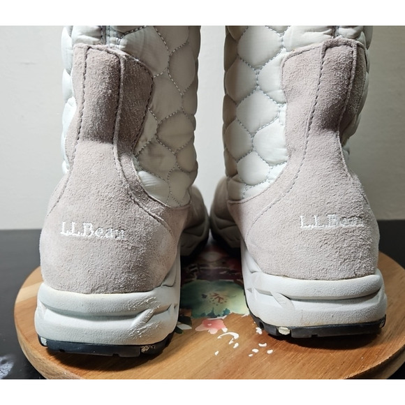 LL Bean Snow Boots EUC Quilted Nylon Suede Faux Fur Trim Pull-On Women's 8.5 EUC - Picture 4 of 16